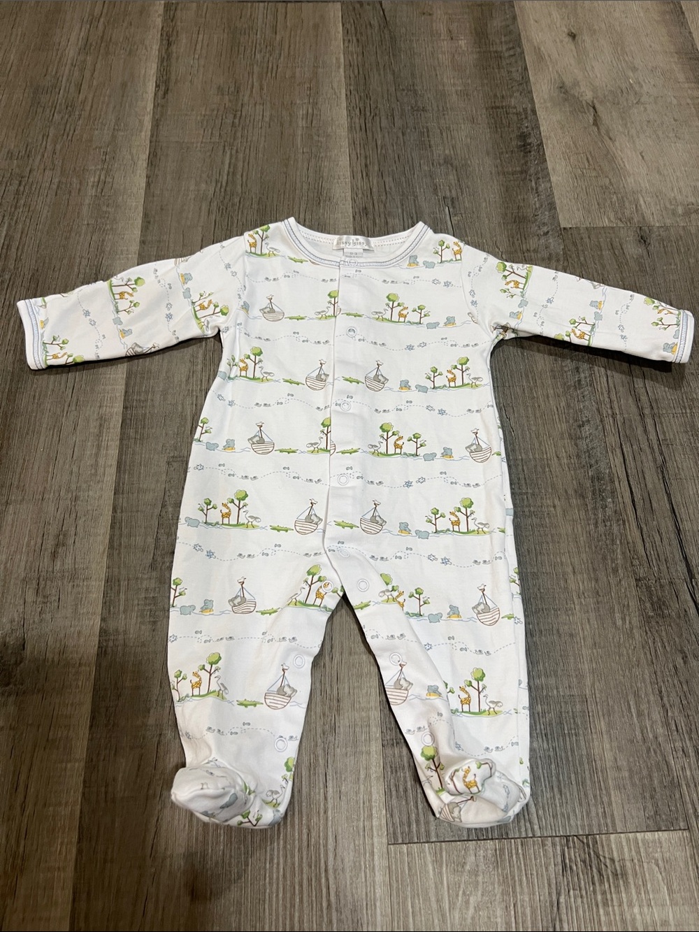 Kissy kissy Pima cotton Noah’s Ark footie size 0-3M